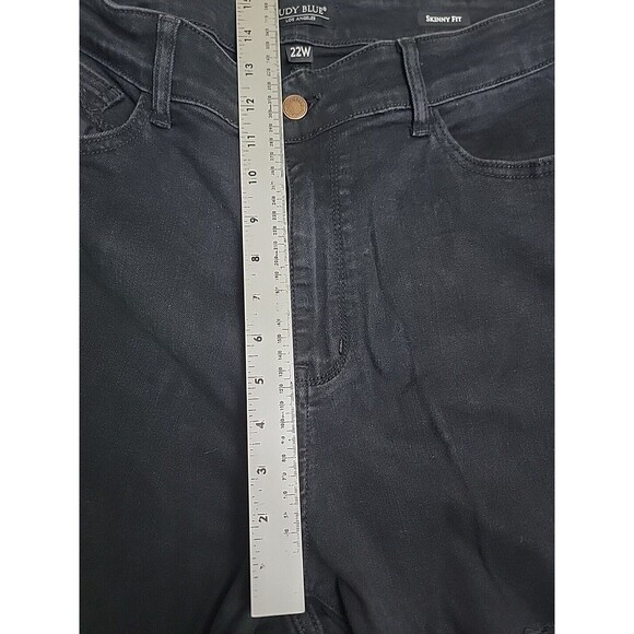 Judy Blue Jeans Womens 22W 42x27 Skinny Black Distressed High Rise Stretch Plus - Picture 7 of 13
